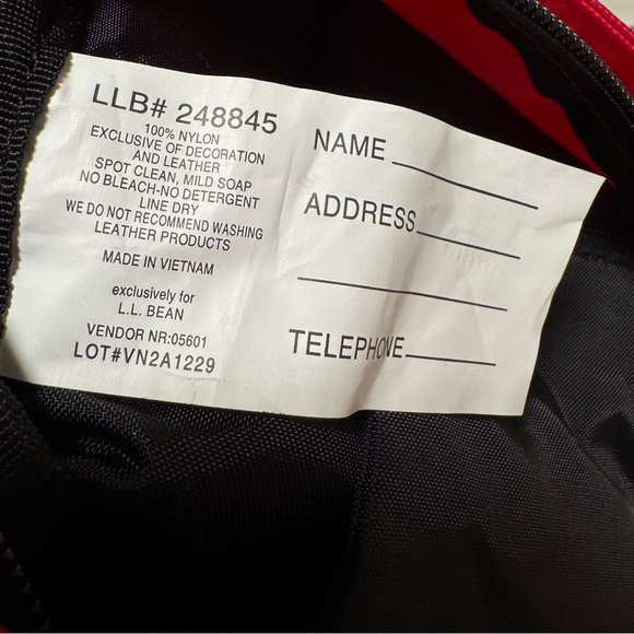 L.L.Bean Red Utility Tote Bag Zip Top Boat Tote Style Gym Travel Bag - Picture 10 of 10